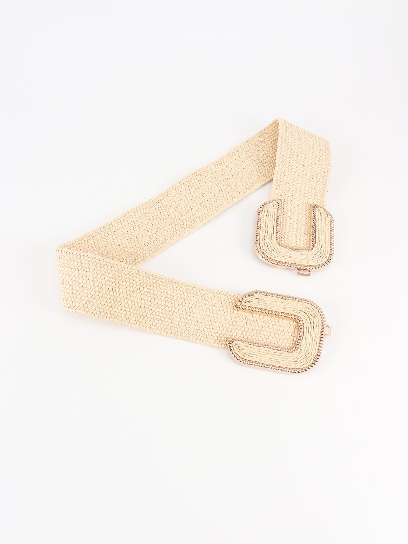 Wide Braid Stretch Belt with Statement Buckle in Sage Green