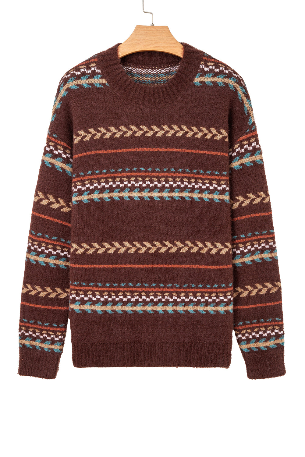Boho Stripe Knitted Drop Shoulder Sweater
