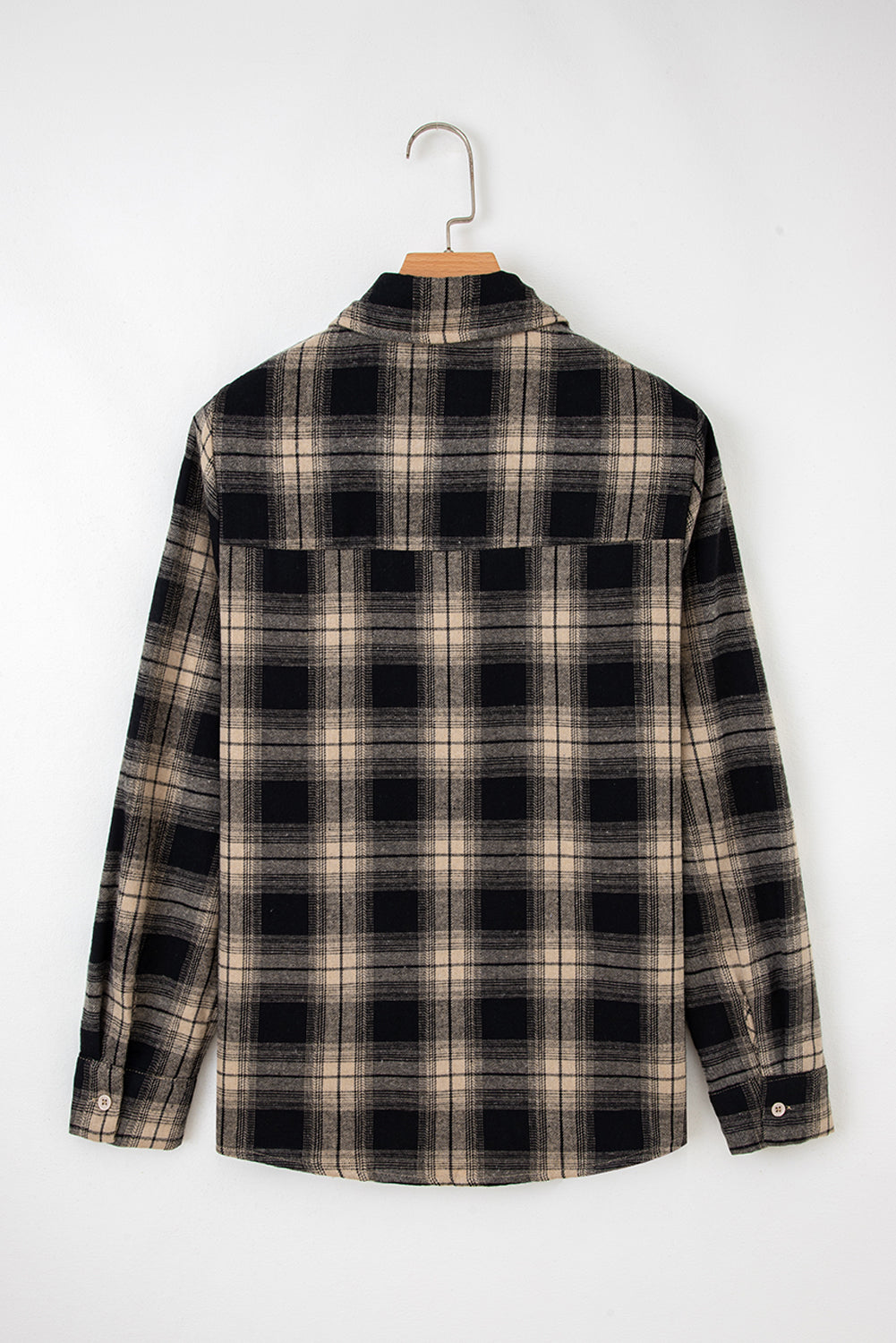Women's Plaid Brushed Shacket in Tan and Black - Relaxed Fit