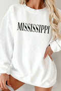 White Raised Rib Mississippi Baggy Sweatshirt | Oversized Pullover