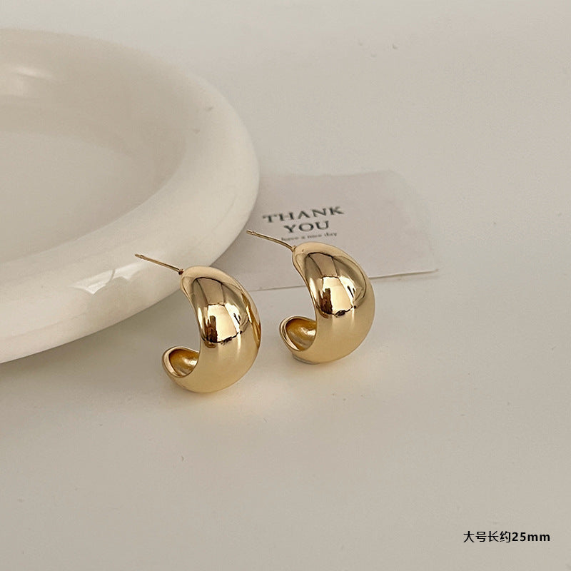 Minimalist Heart Stud Earrings in Gold Plated Finish for Women