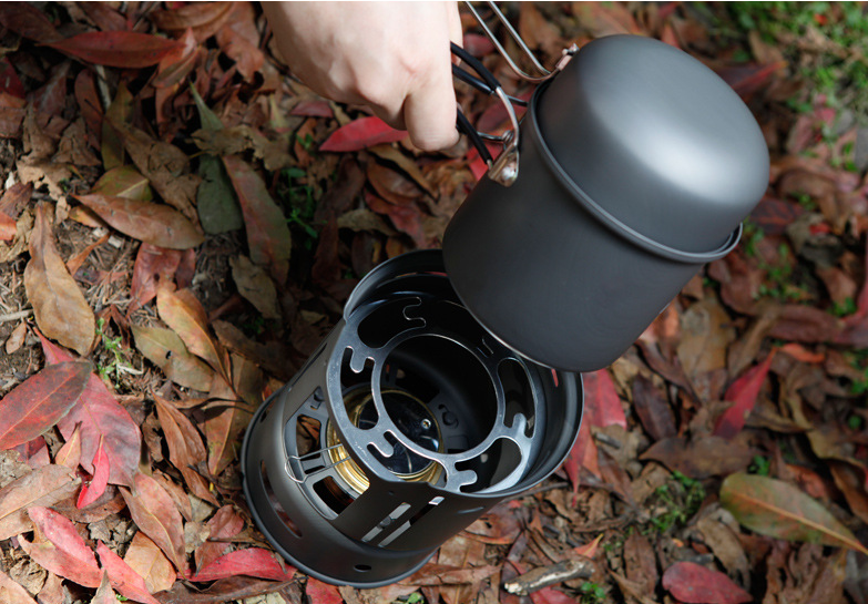 Outdoor Windproof Alcohol Stove with Camping Pot Set