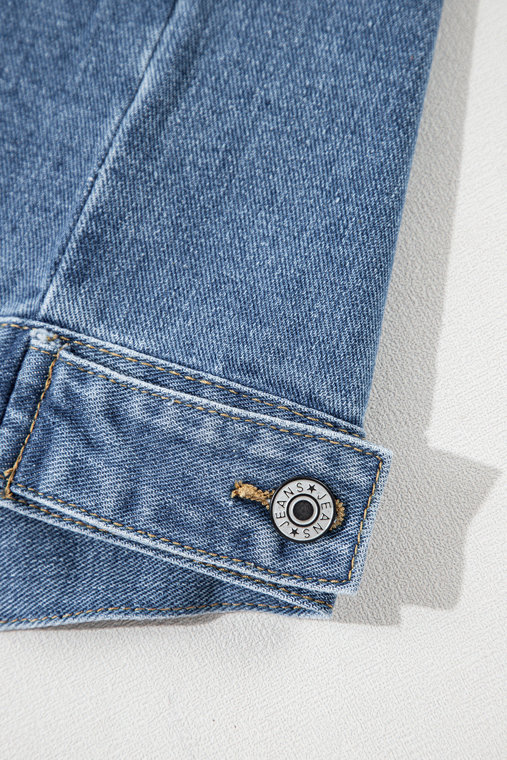 Blue Stripe Washed Oversized Pocketed Denim Jacket