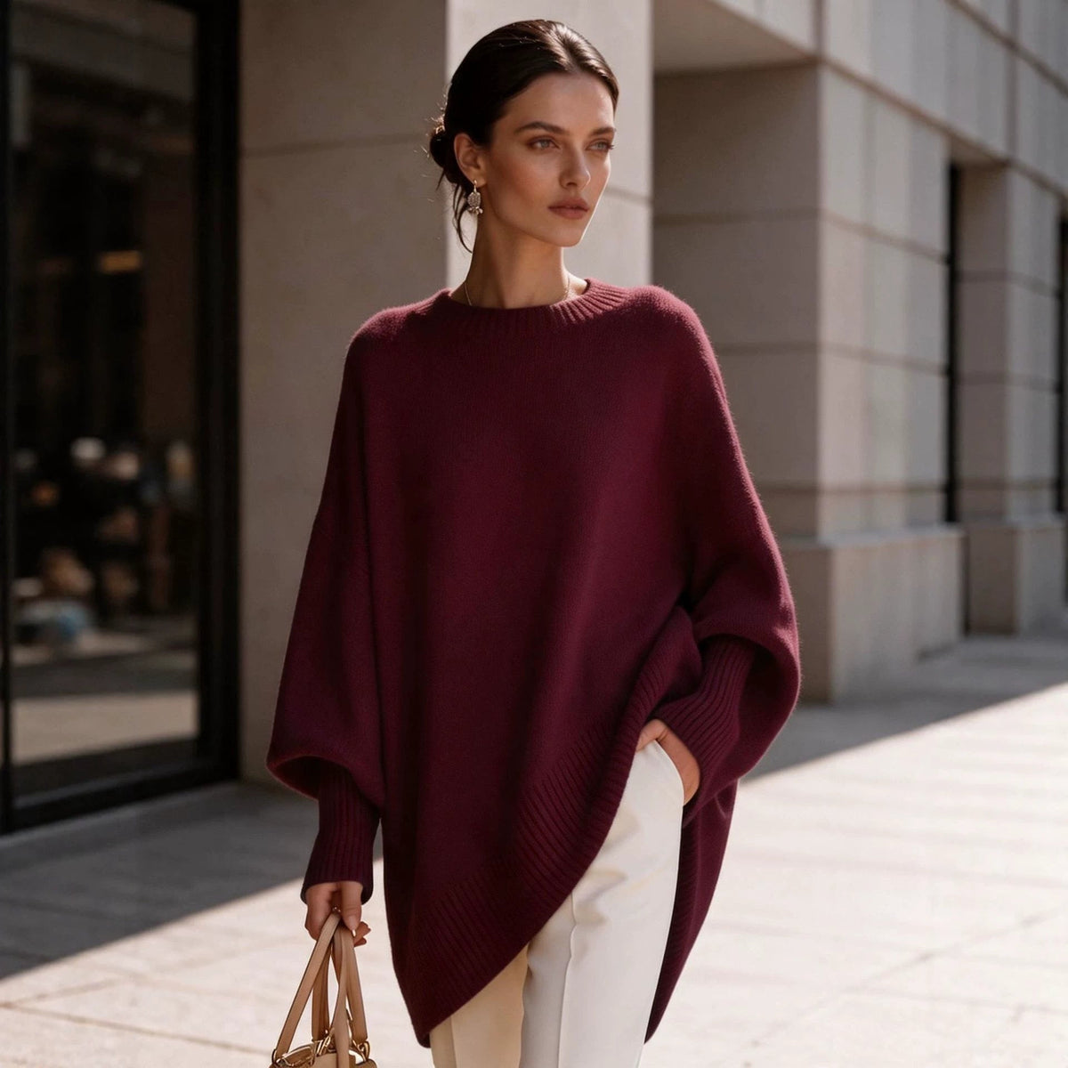 Women's Relaxed-Fit Solid-Color Sweater
