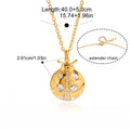 18k Gold Ladybug Necklace and Earrings Set with Zircon Details
