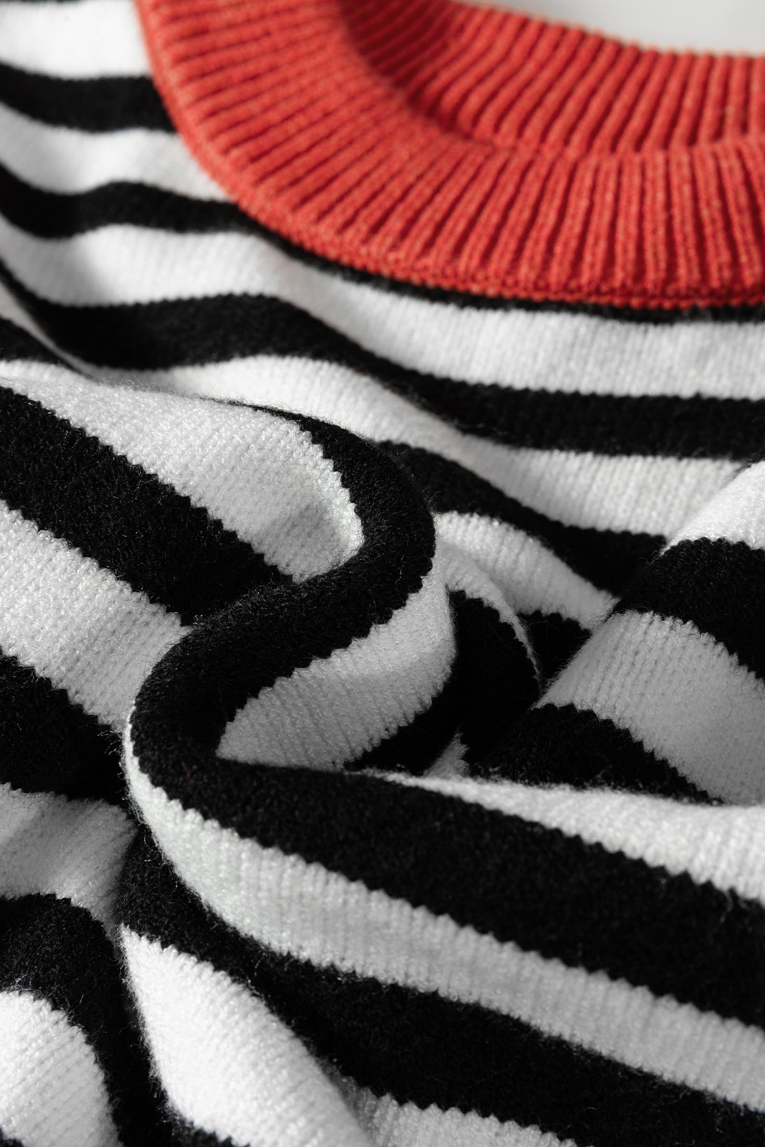 Stripe Colorblock Ribbed Trim Long Sleeve Sweater