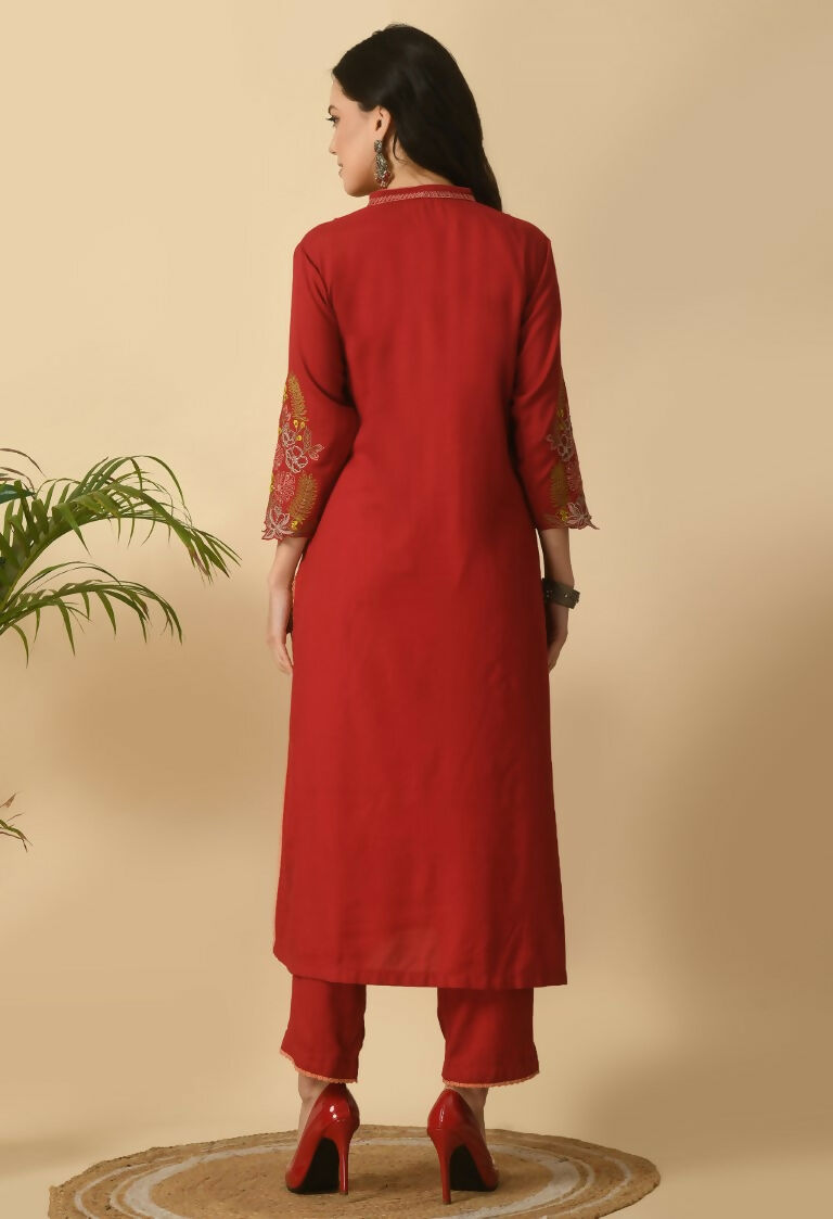 Maroon Cotton Rayon Kurta Set - Versatile 2-Piece Ethnic Outfit