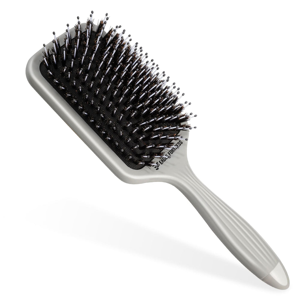 Professional Boar Bristle Paddle Brush for Detangling - Grey