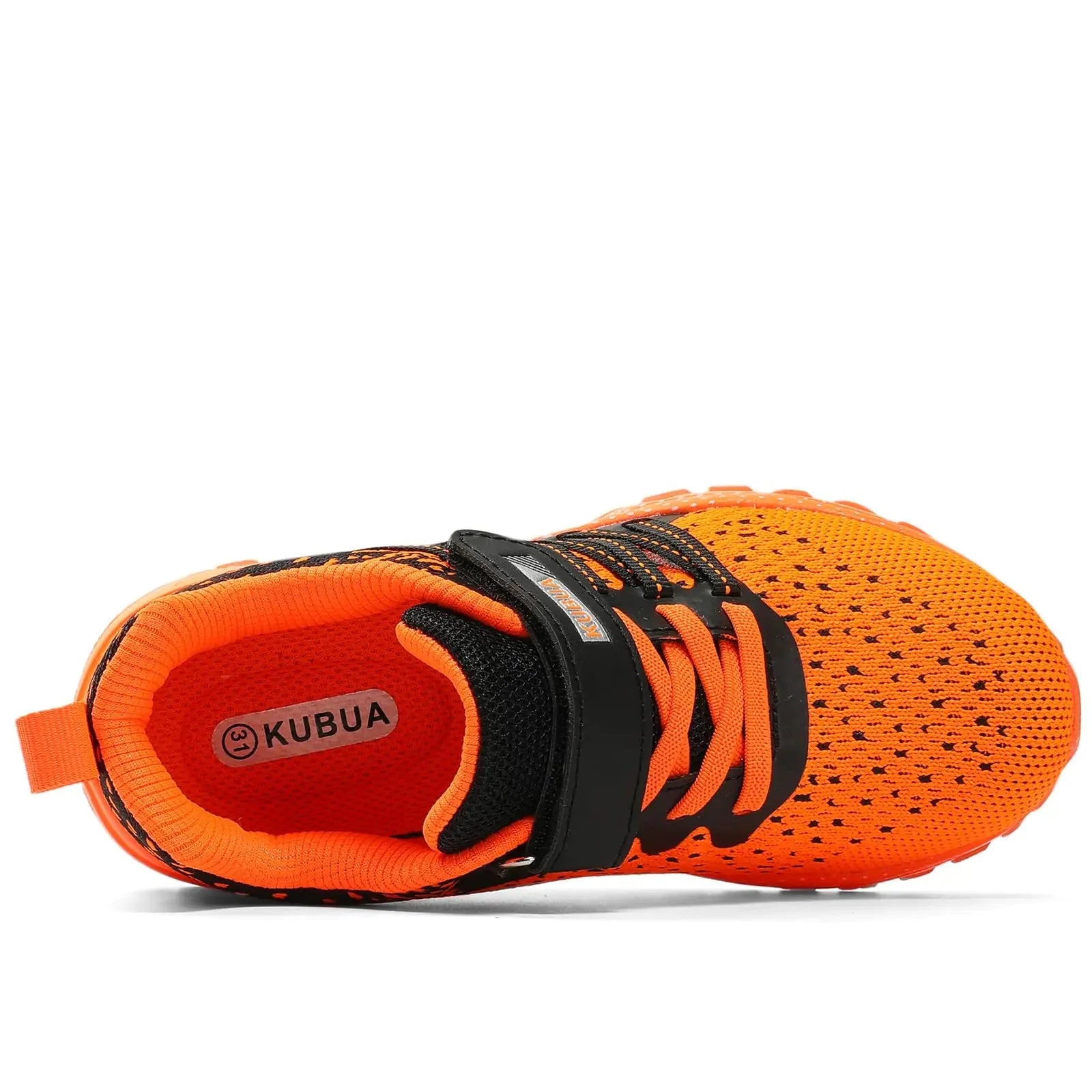 KUBUA Kids Sneakers for Boys Girls Running Tennis Shoes Lightweight Breathable Sport Athletic 4 Big Kid Black Orange