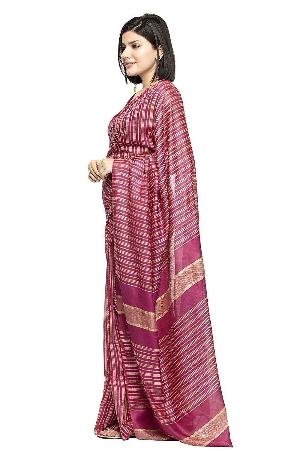 Purple Bhagalpuri Saree with Matching Blouse Piece