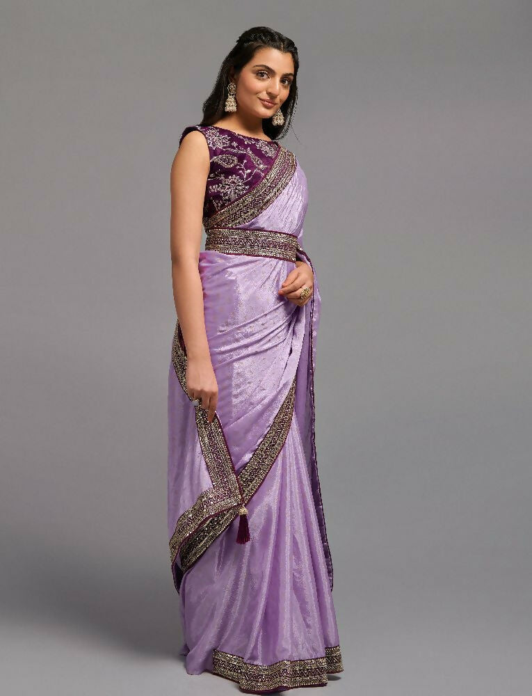 PR Fashion Onion Chinon Embroidery Lace Saree