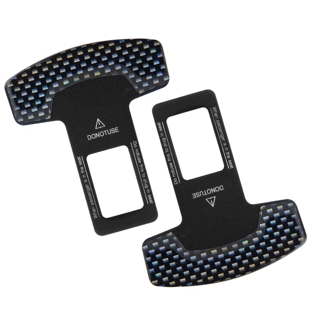 Universal Car Seat Belt Alarm Stopper - Carbon Fiber Metal Buckle