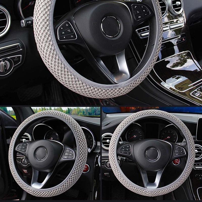 Universal Ice Silk Steering Wheel Cover Breathable Non-Slip Grip
