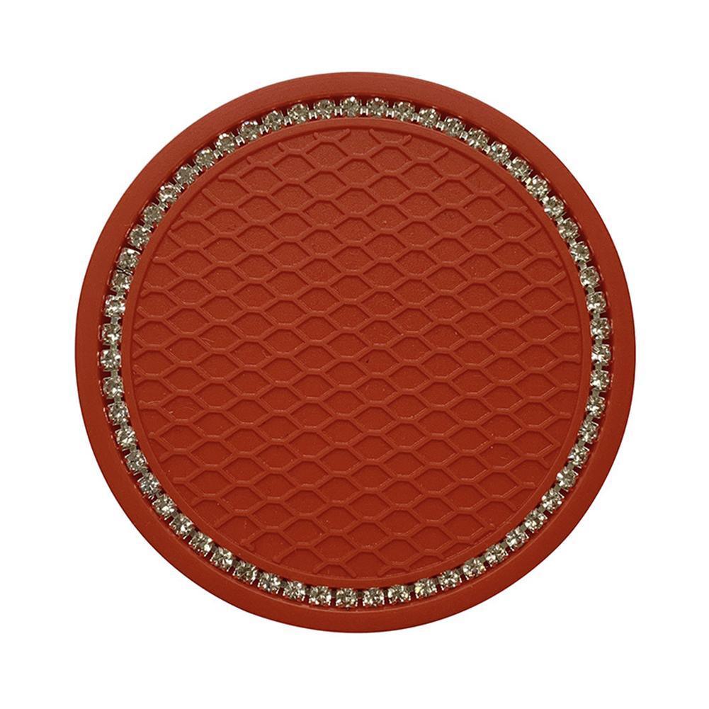 Pink Rhinestone Car Cup Holder Coasters - Non-Slip Bling Accessory