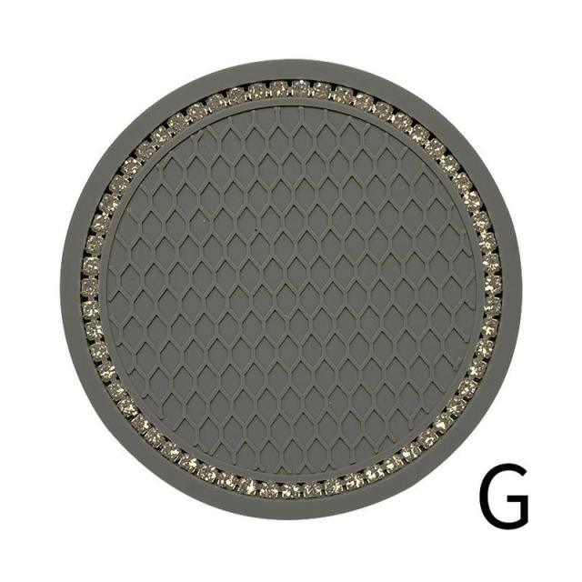 Pink Rhinestone Car Cup Holder Coasters - Non-Slip Bling Accessory