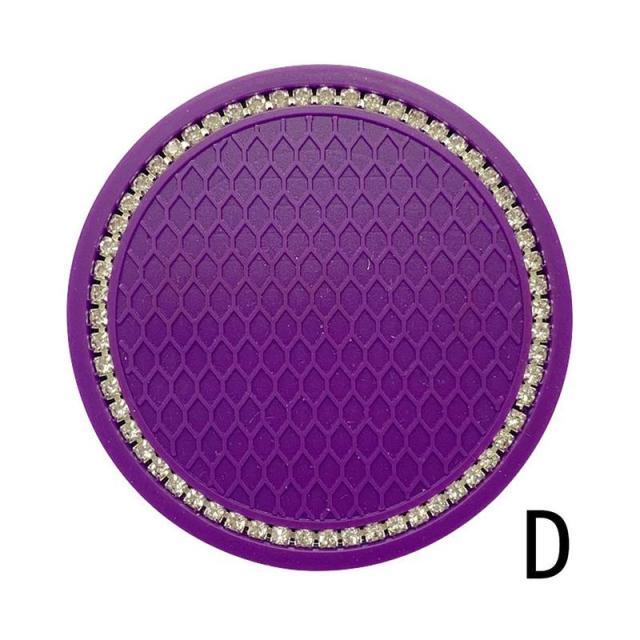 Pink Rhinestone Car Cup Holder Coasters - Non-Slip Bling Accessory