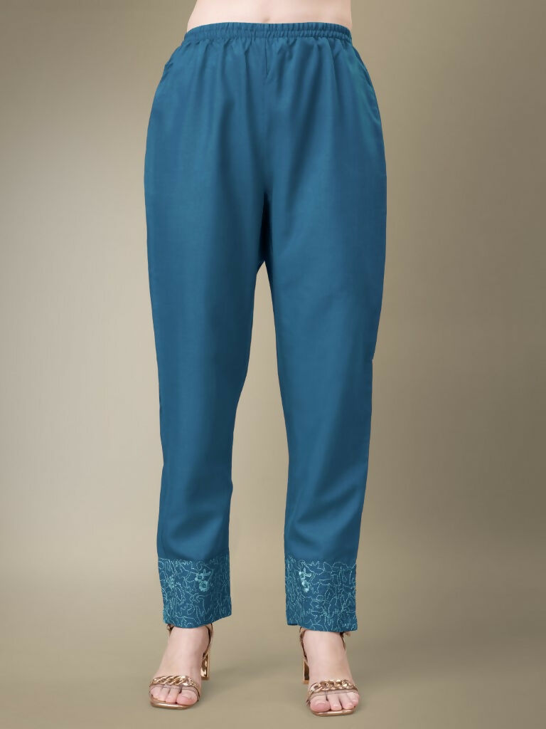 Morpich Cotton Blend Embroidered Kurta with Trouser and Dupatta