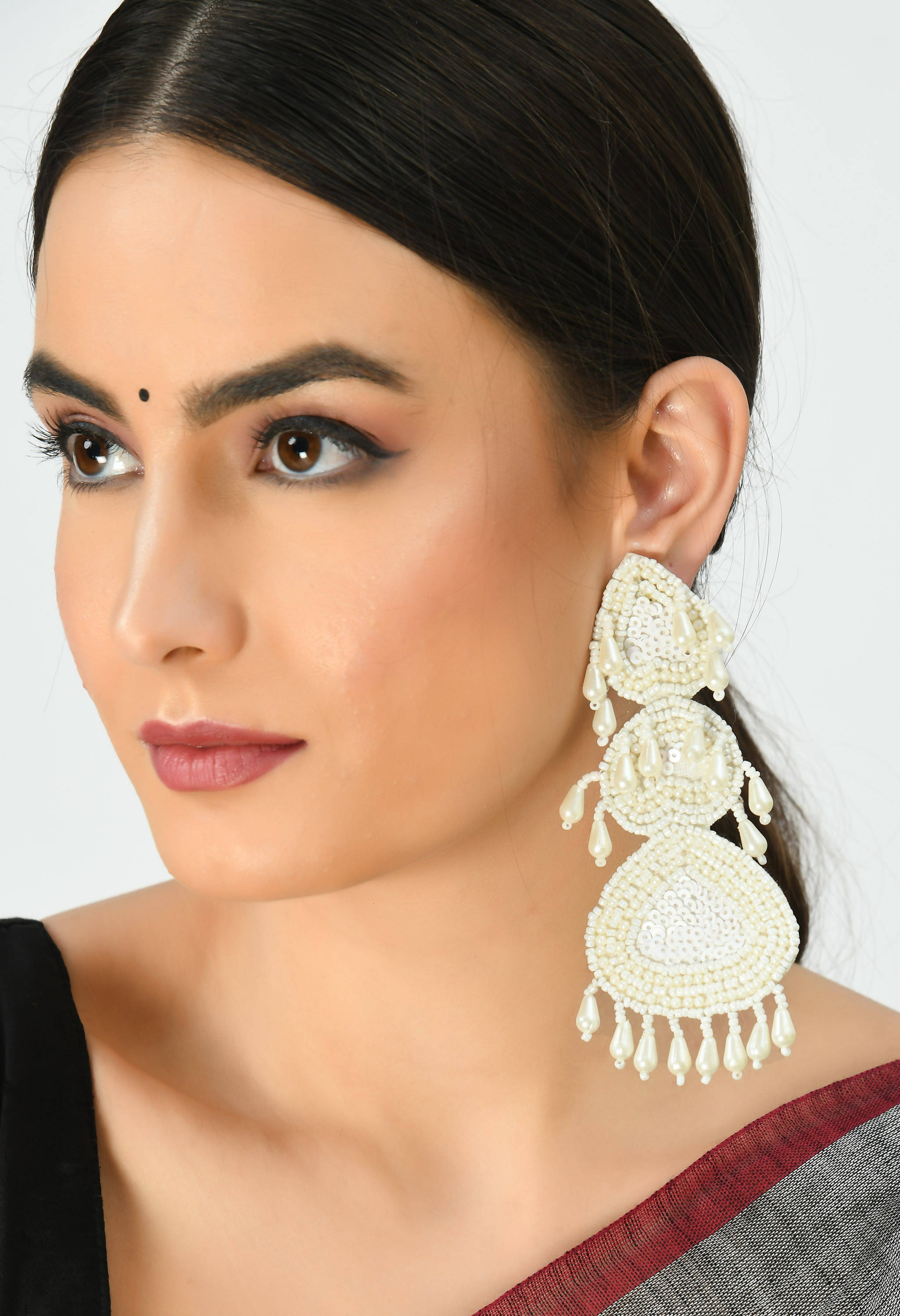 Handicraft Johar Kamal Off White Pearl Earrings for Women