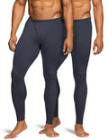 TSLA Mens Thermal Underwear Pants Heated Warm Fleece Lined Long Johns Leggings Winter Base Layer Bottoms Thermal Fly-Front 2pack Dark Grey X-Large
