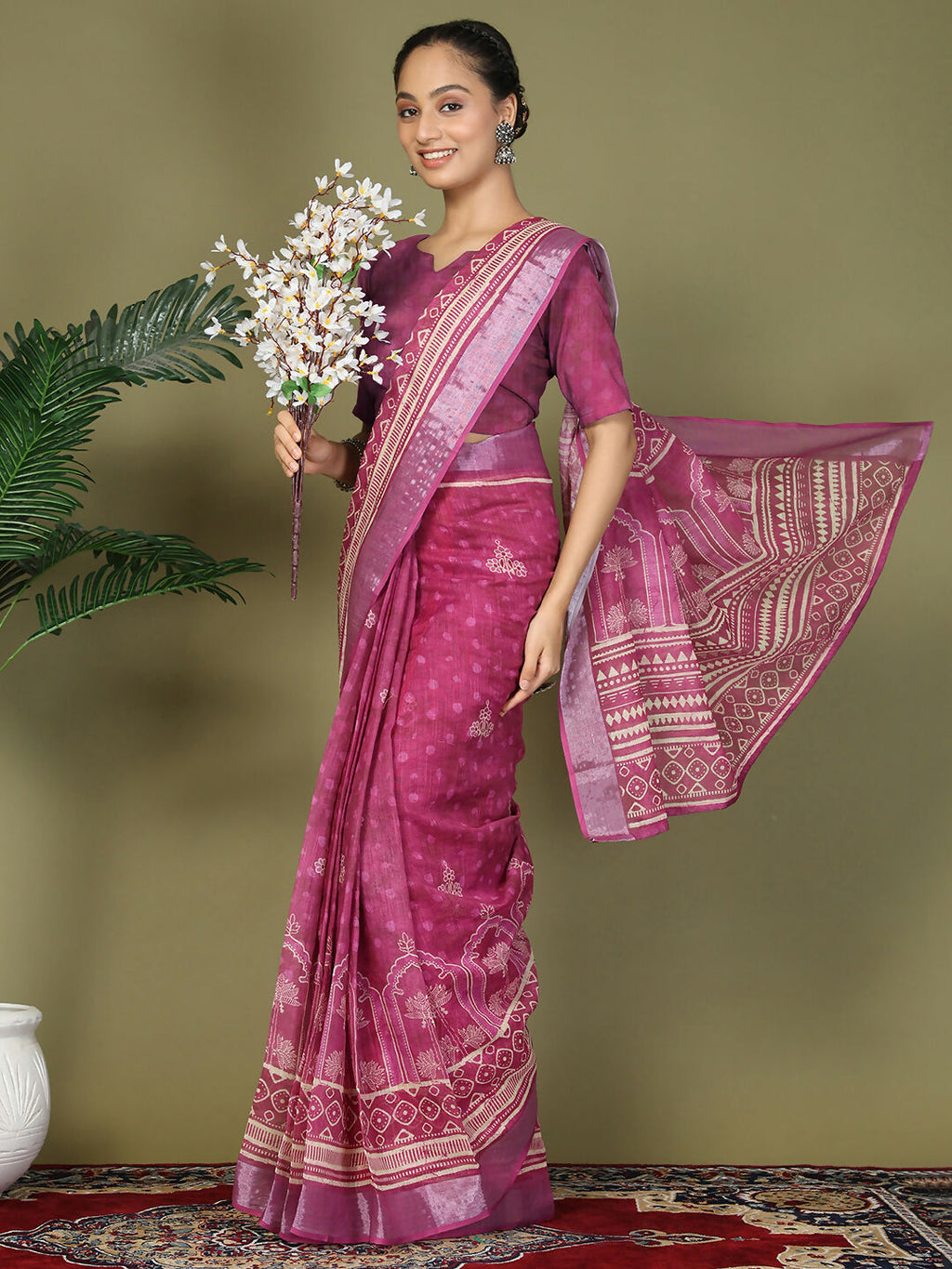 Shree Shyam Fashion Cotton Purple Saree