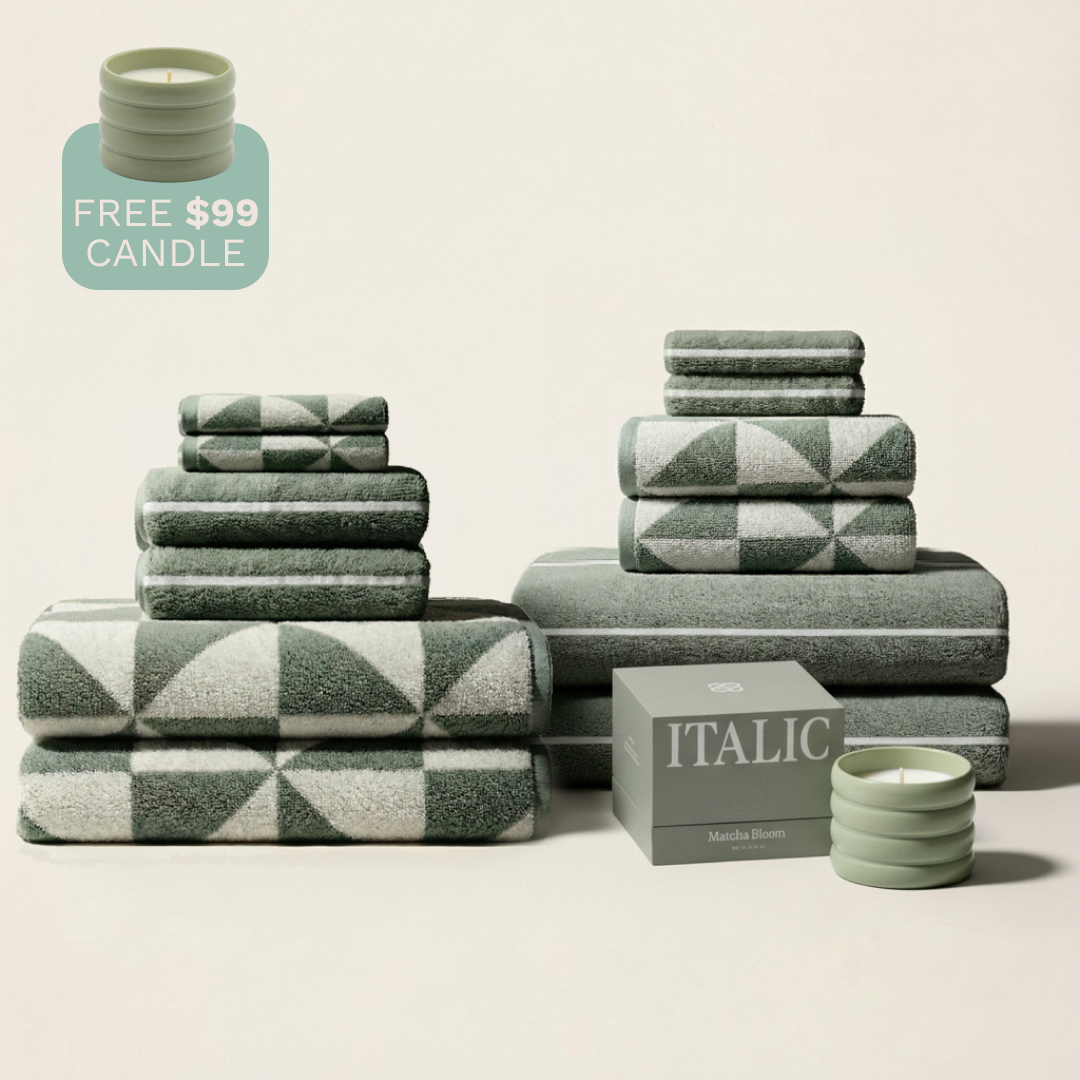 Sage Green Australian Cotton Geometric Bath Towel 600 GSM - Image 11