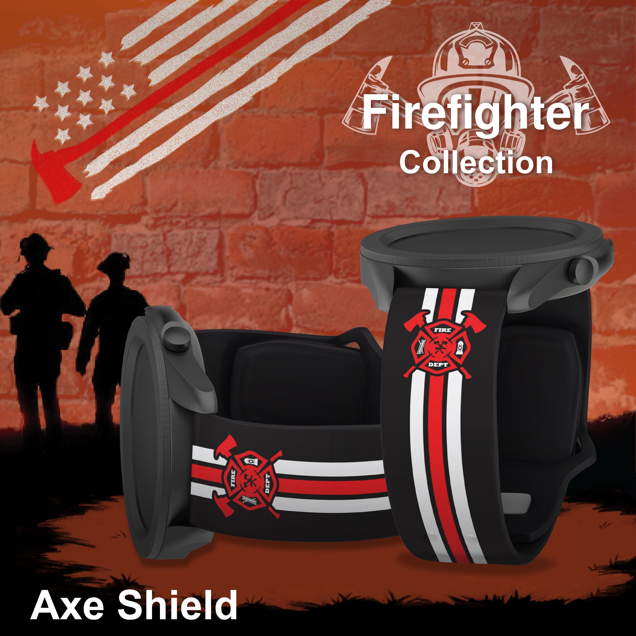 FireFighter First Responder HD  Watchband for Samsung, Garmin, Fossil, and More for Samsung, Garmin, Fossil, and More