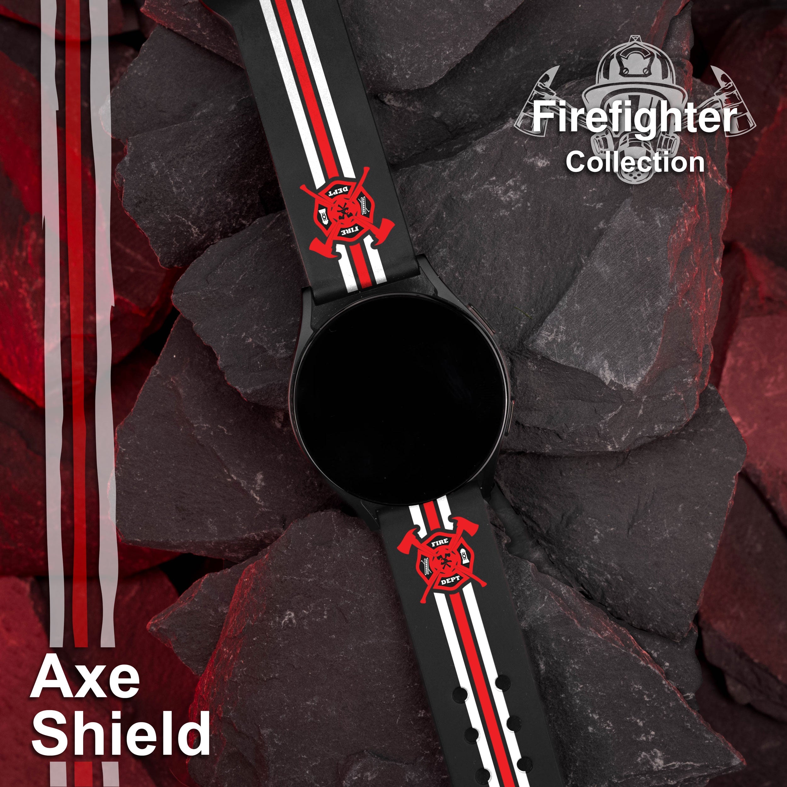 FireFighter First Responder HD  Watchband for Samsung, Garmin, Fossil, and More for Samsung, Garmin, Fossil, and More