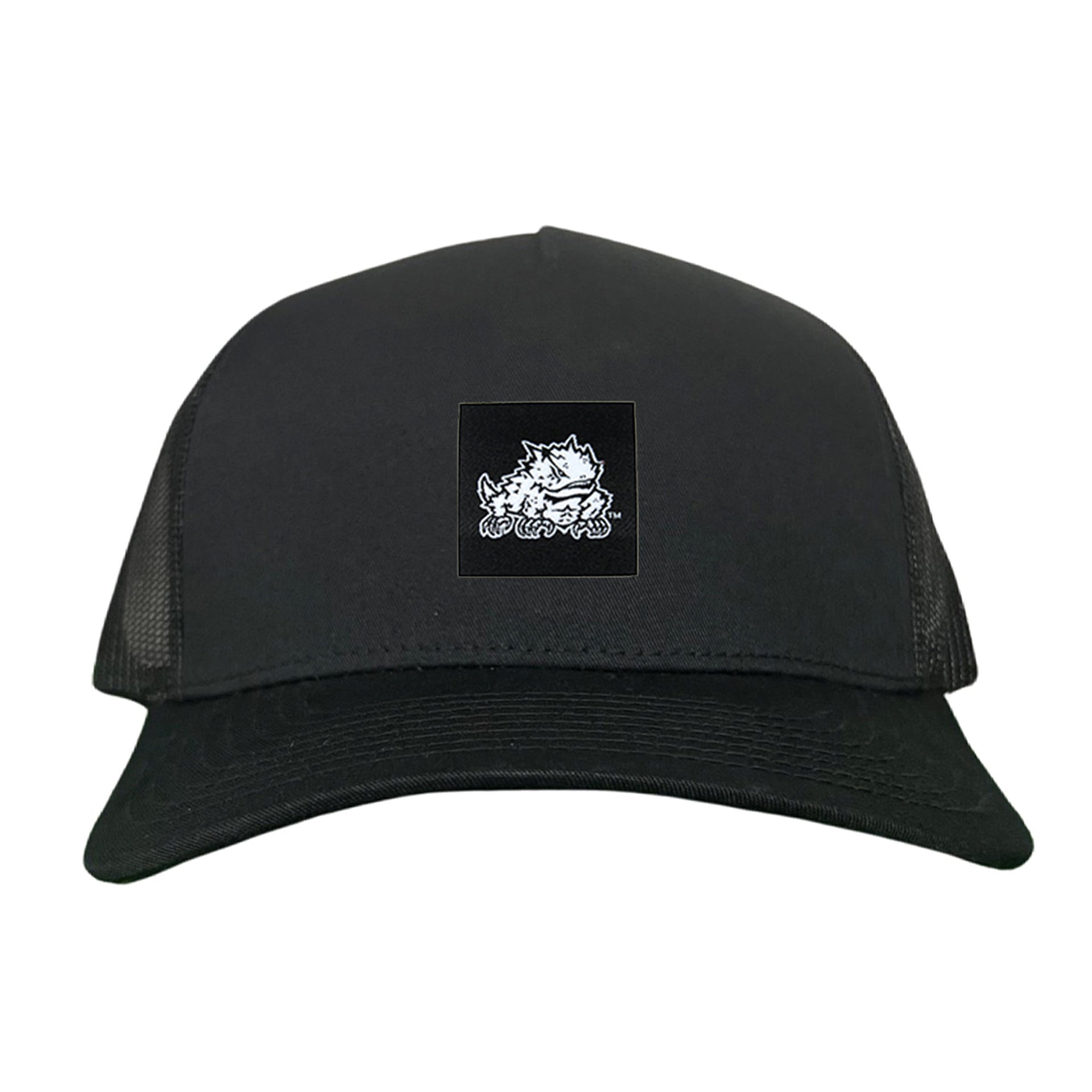 TCU Horned Frog Logo Black Label Hat - Adjustable Snapback & Trucker