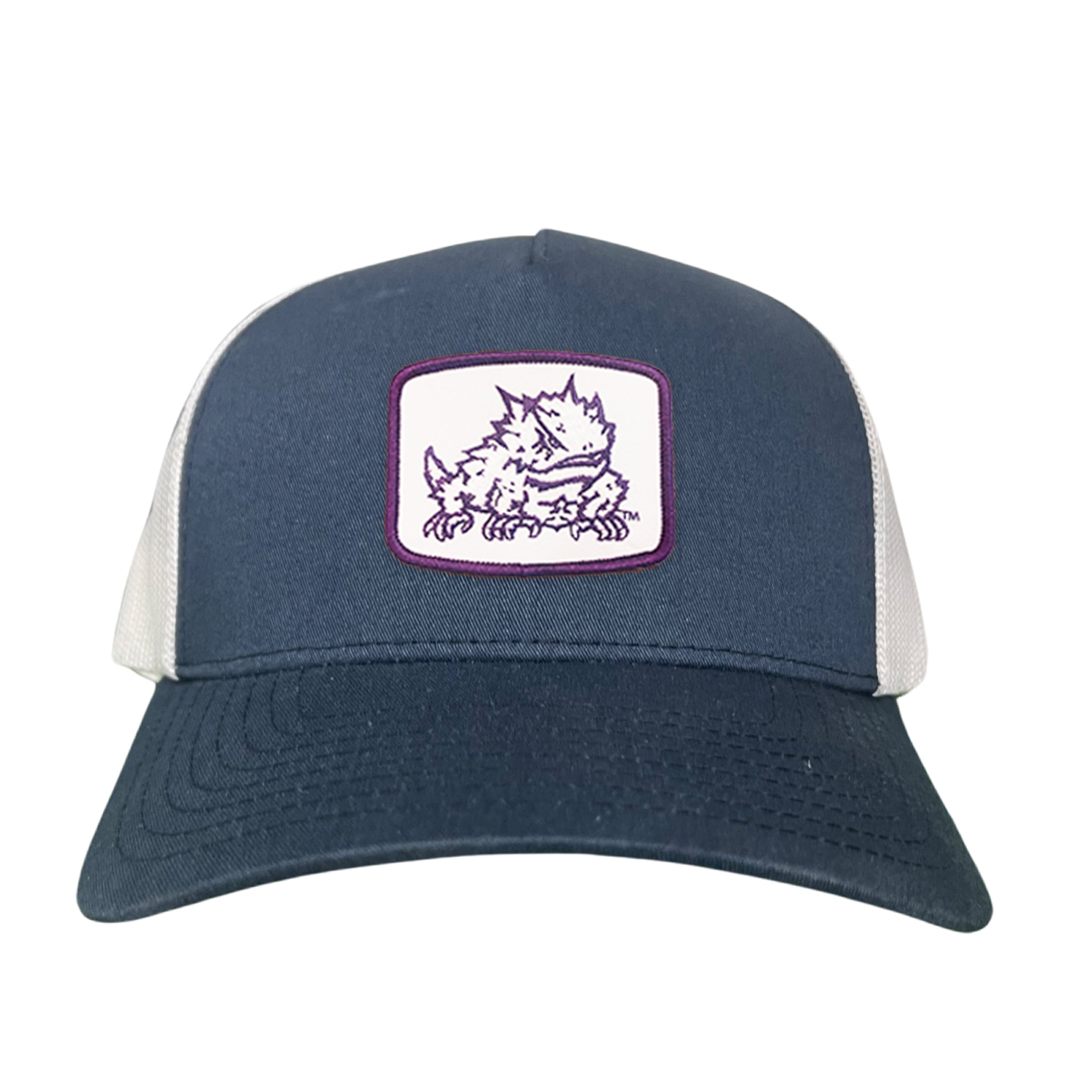 TCU Horned Frogs Square Patch Mesh Back Curved Bill Snapback Cap
