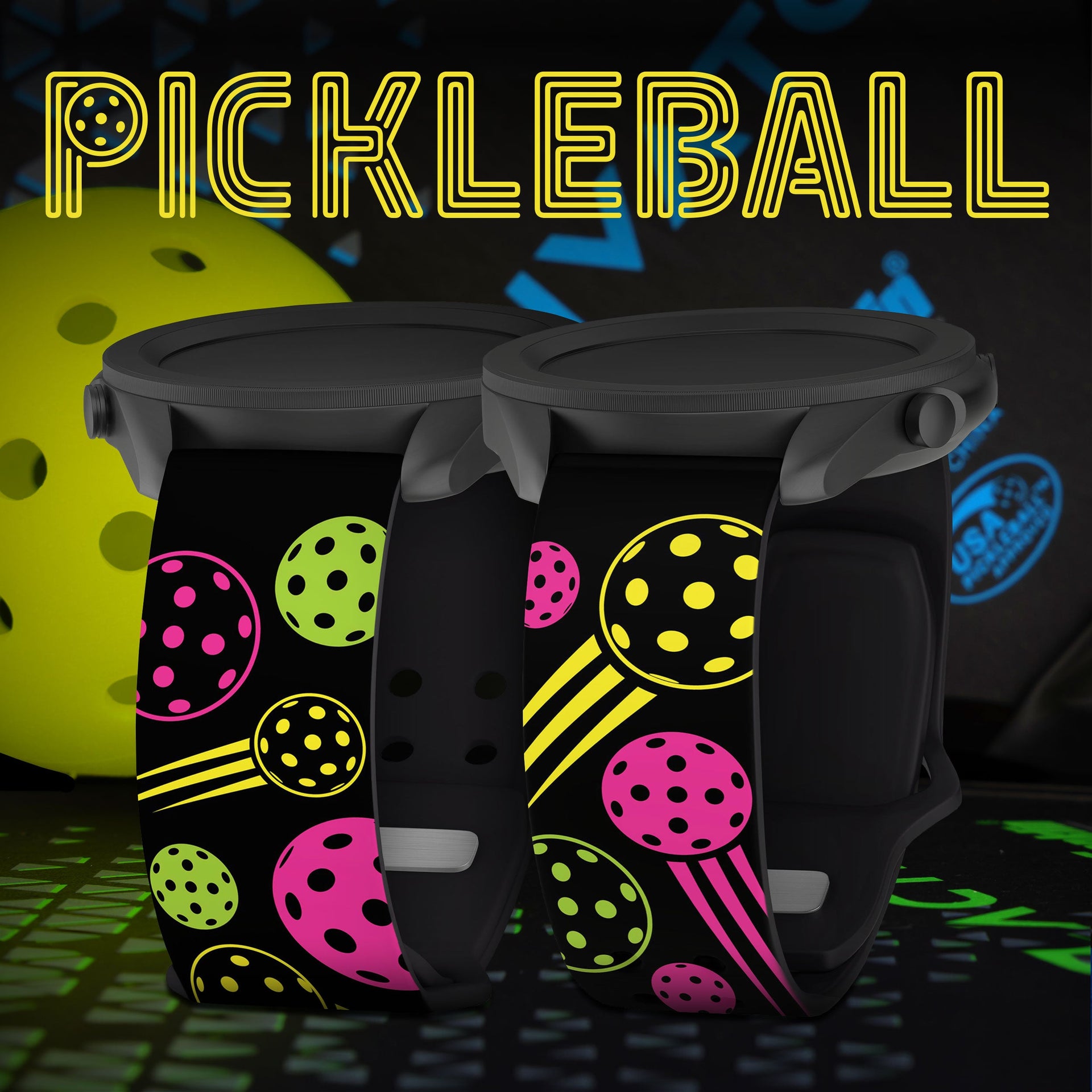 Pickleball HD  Watchband for Samsung, Garmin, Fossil, and More