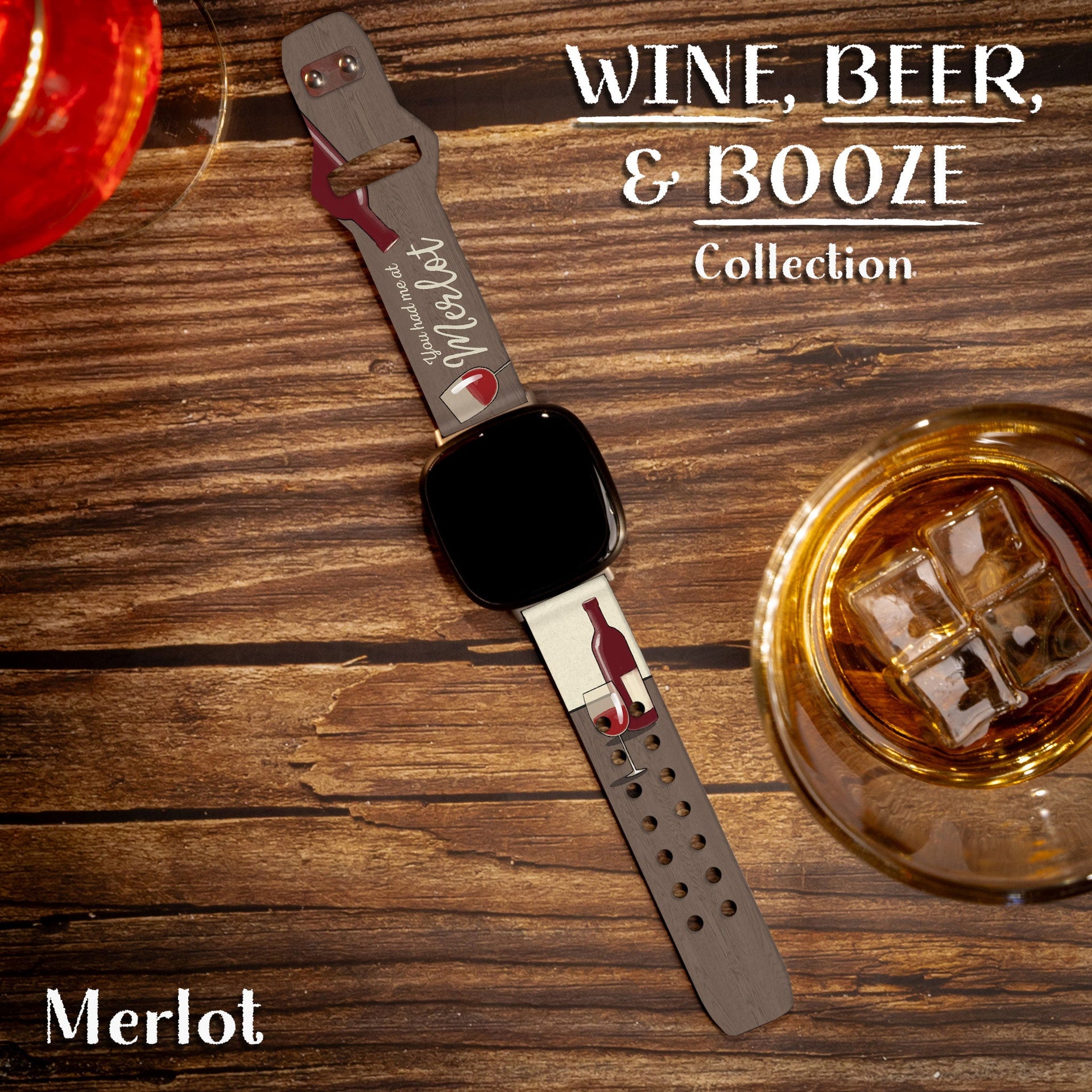 Wine Beer & Booze Champagne Watch Band for Fitbit Versa 3 Sense