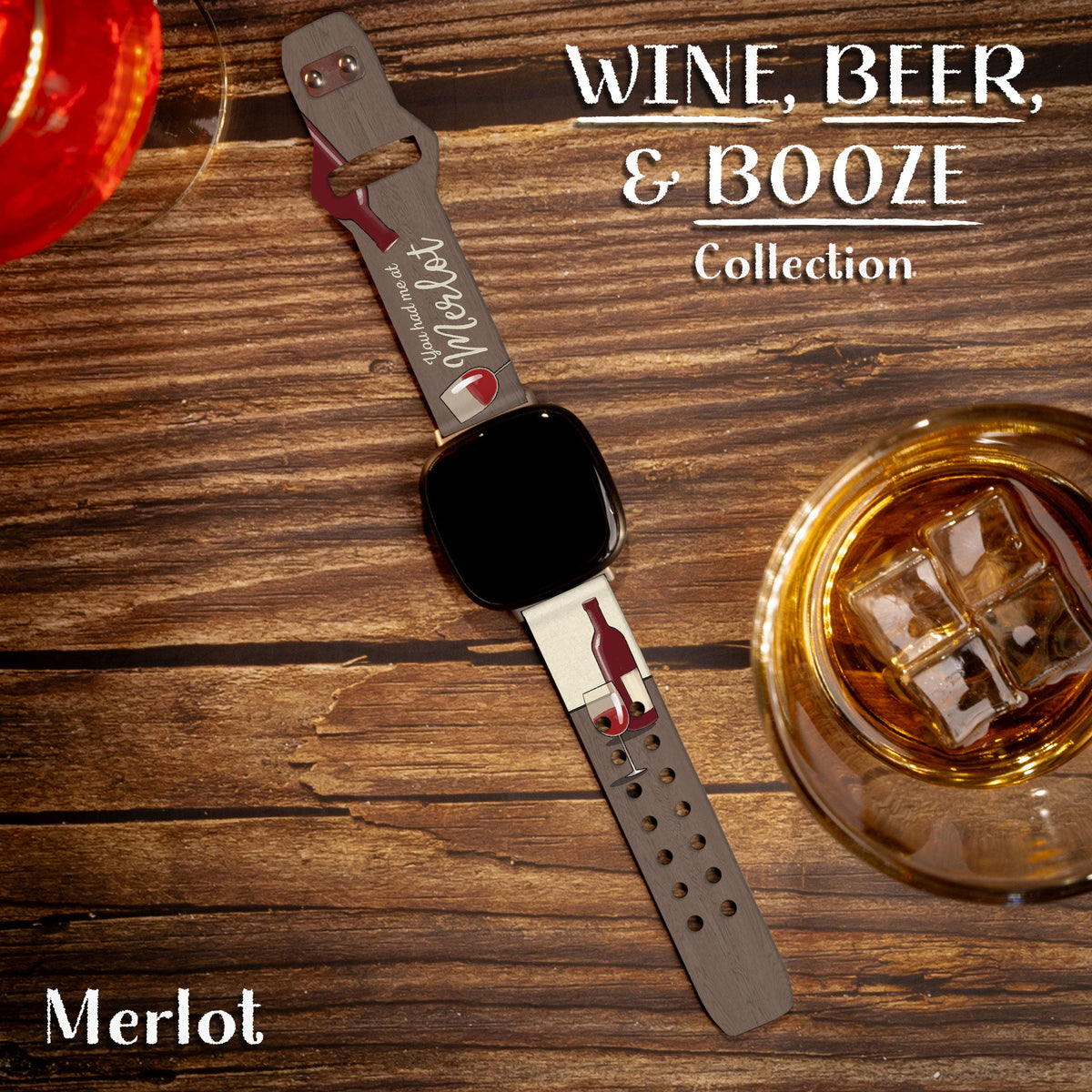 Wine Beer & Booze Champagne Watch Band for Fitbit Versa 3 Sense