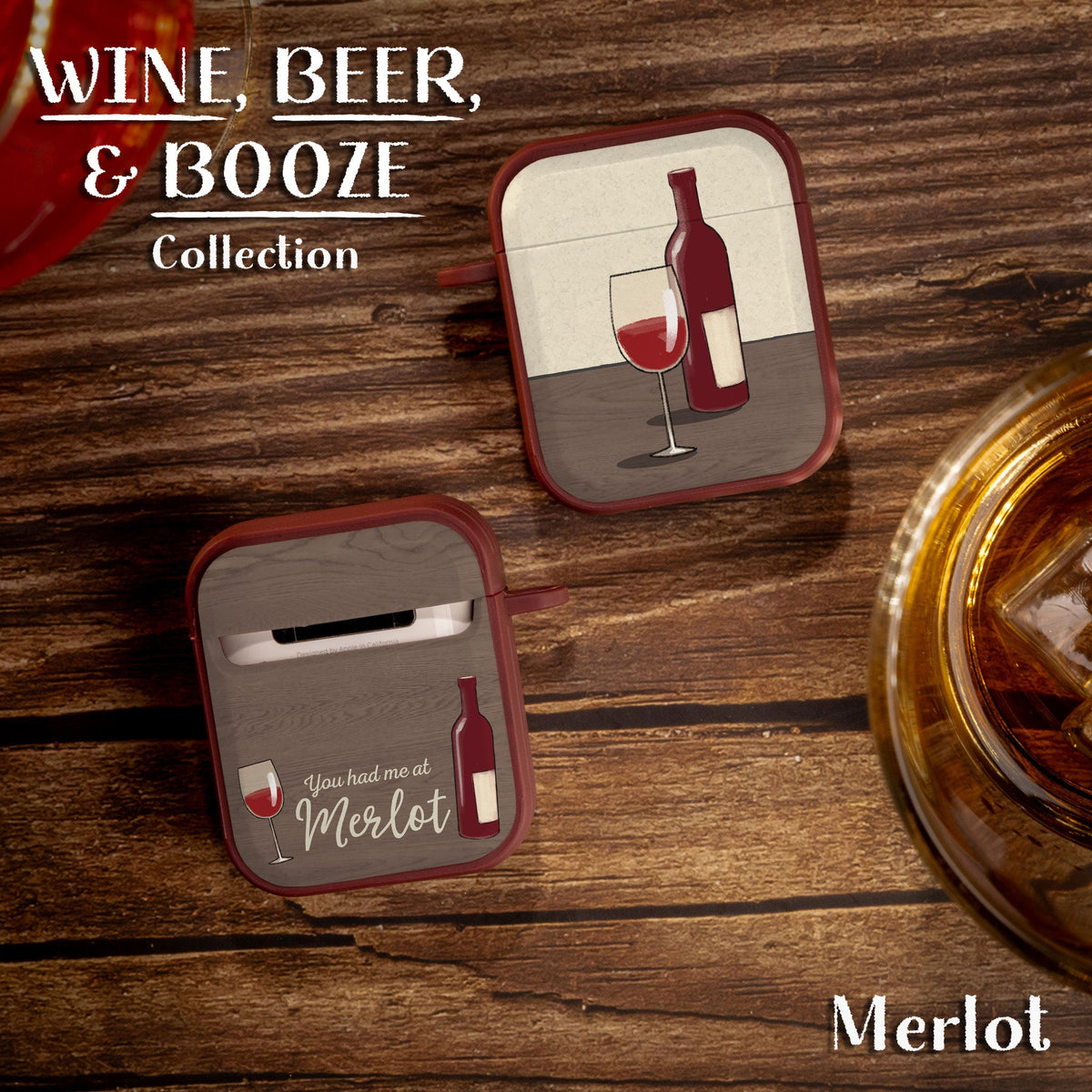 Wine Beer Booze HDX Protective Case for Apple AirPods Gen 1 2