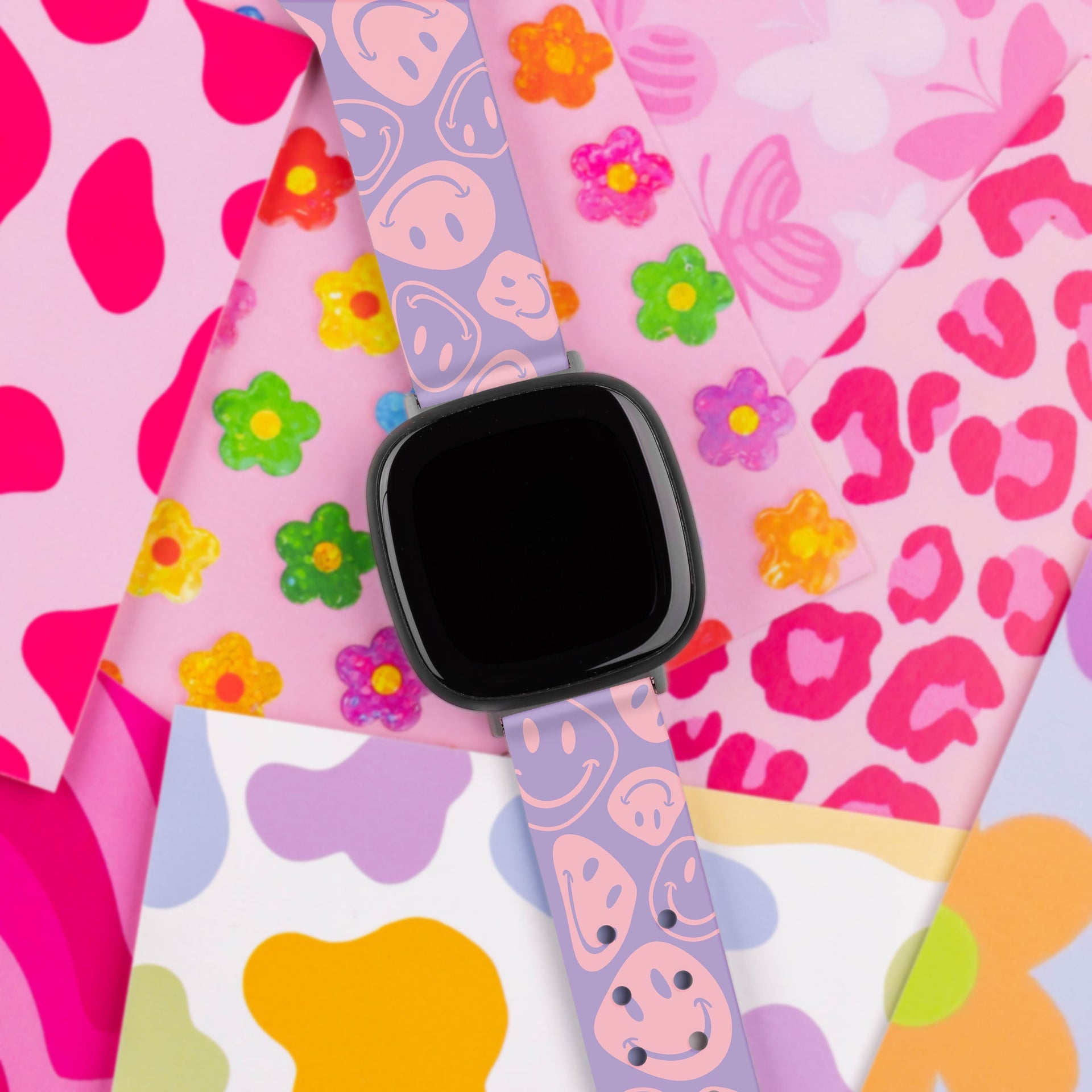 Y2K Checkered Print Watch Band for Fitbit Versa 3 and Sense 1