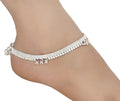 Pair of silver plated white metal traditional anklets with elegant matte finish