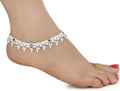 Elegant silver plated white metal payal for women, featuring traditional Indian ethnic design.