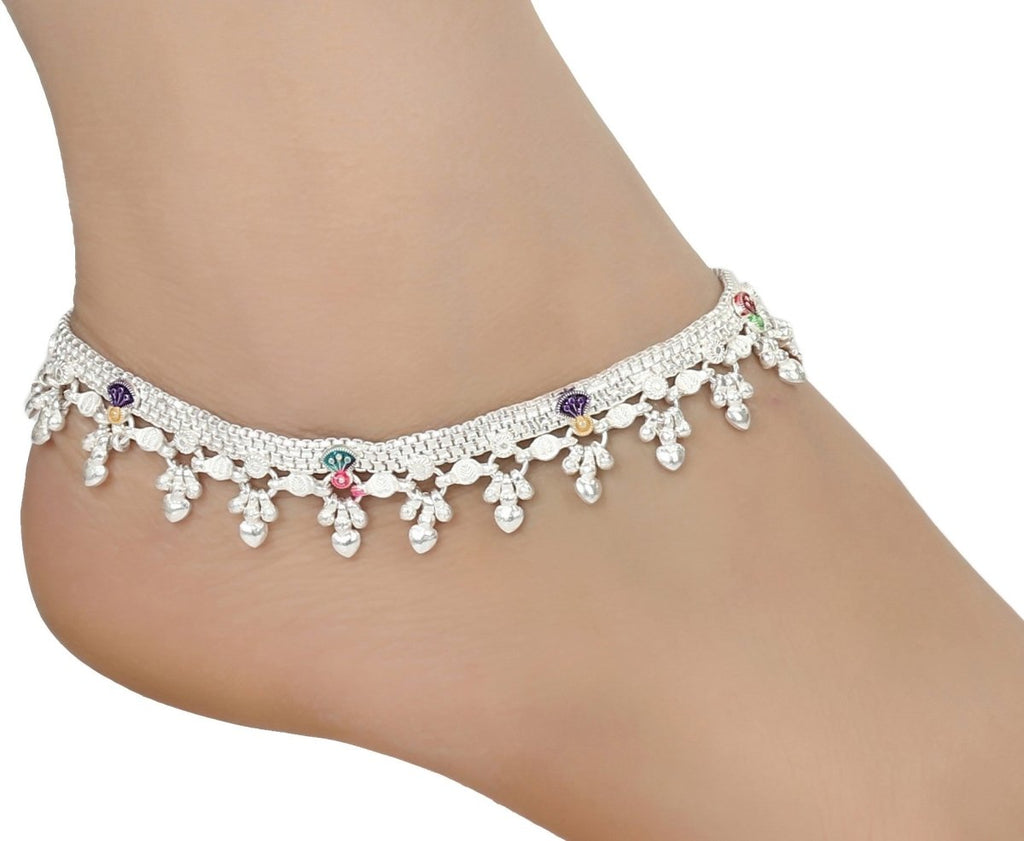 Silver Plated White Metal Traditional Ethnic Payal Anklet