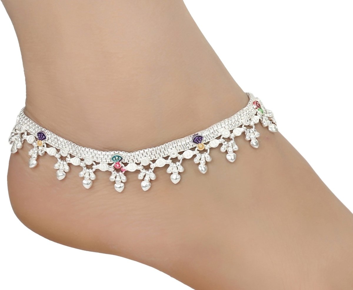 Silver Plated White Metal Traditional Ethnic Payal Anklet