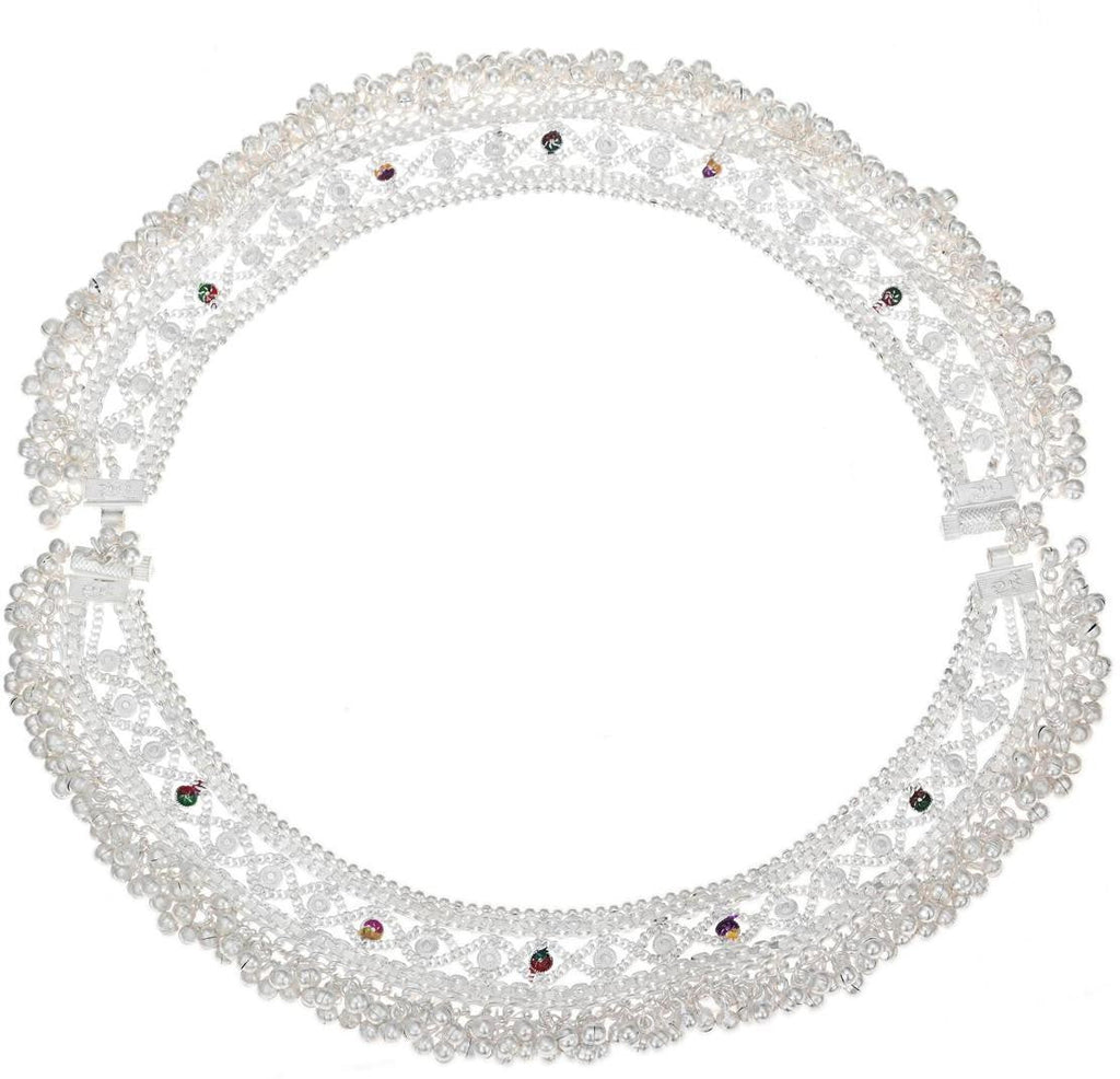 Traditional Silver Plated White Metal Ethnic Foot Chain