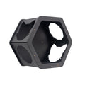 Black wall-mounted honeycomb shelves for cats to climb