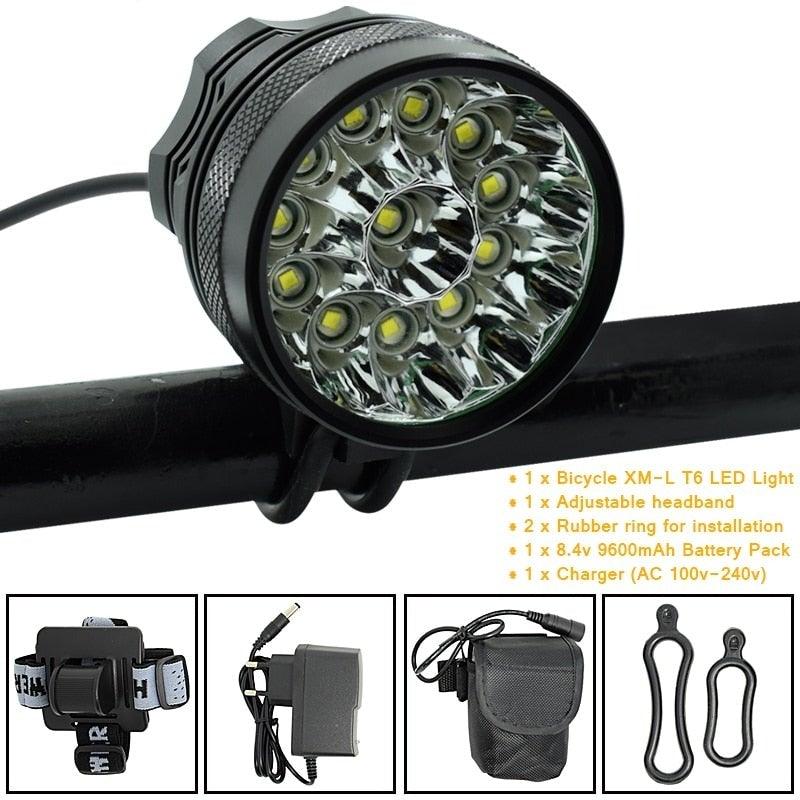 High-intensity 2-in-1 LED bicycle headlight with rechargeable battery pack