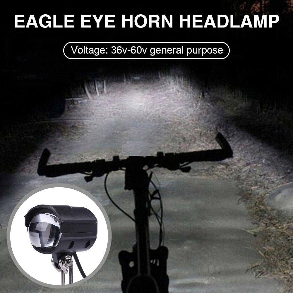 2-in-1 Waterproof LED Electric Bike Front Light with Built-in Horn