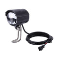 2-in-1 waterproof LED electric bike front light with integrated horn mounted on handlebars