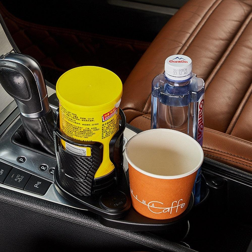 2-in-1 Car Cup Holder Extender, 360° Adjustable Dual Drink Mount
