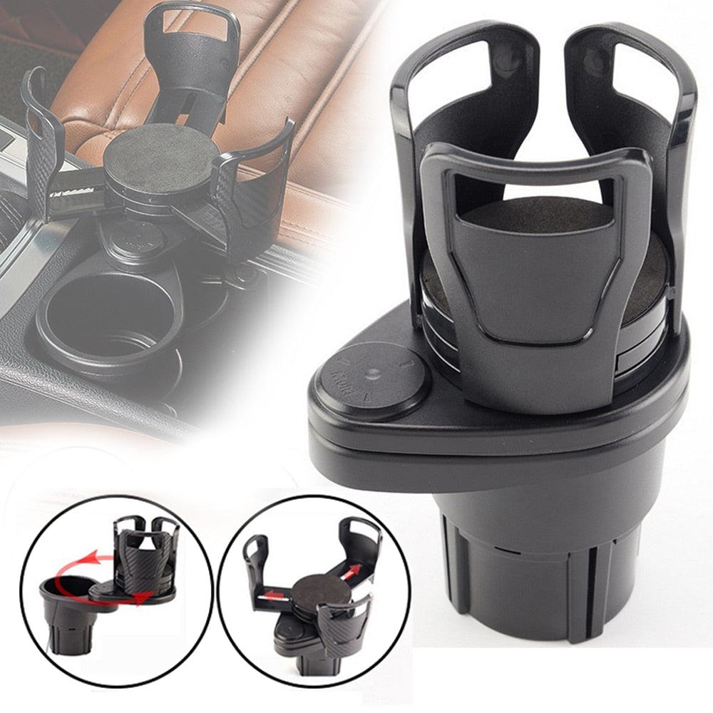 2-in-1 Car Cup Holder Extender, 360° Adjustable Dual Drink Mount