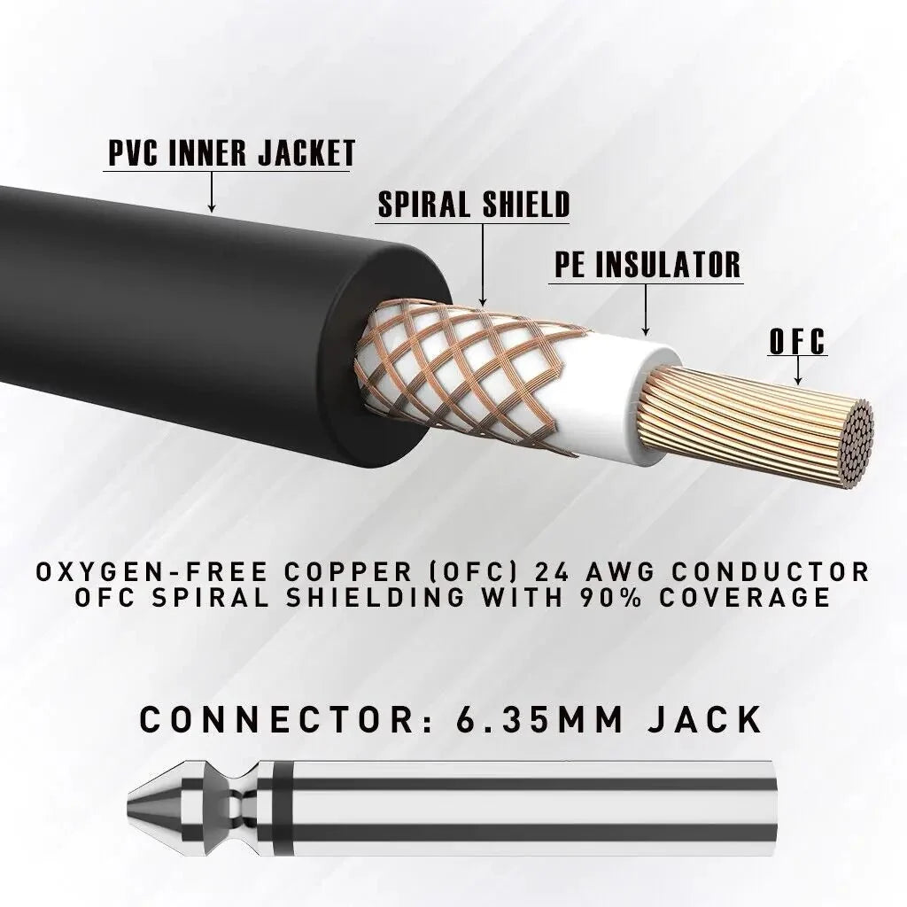 2 PACK 10FT Electric Patch Cord Guitar Amplifier Amp Cable Right Angle 90 Degree