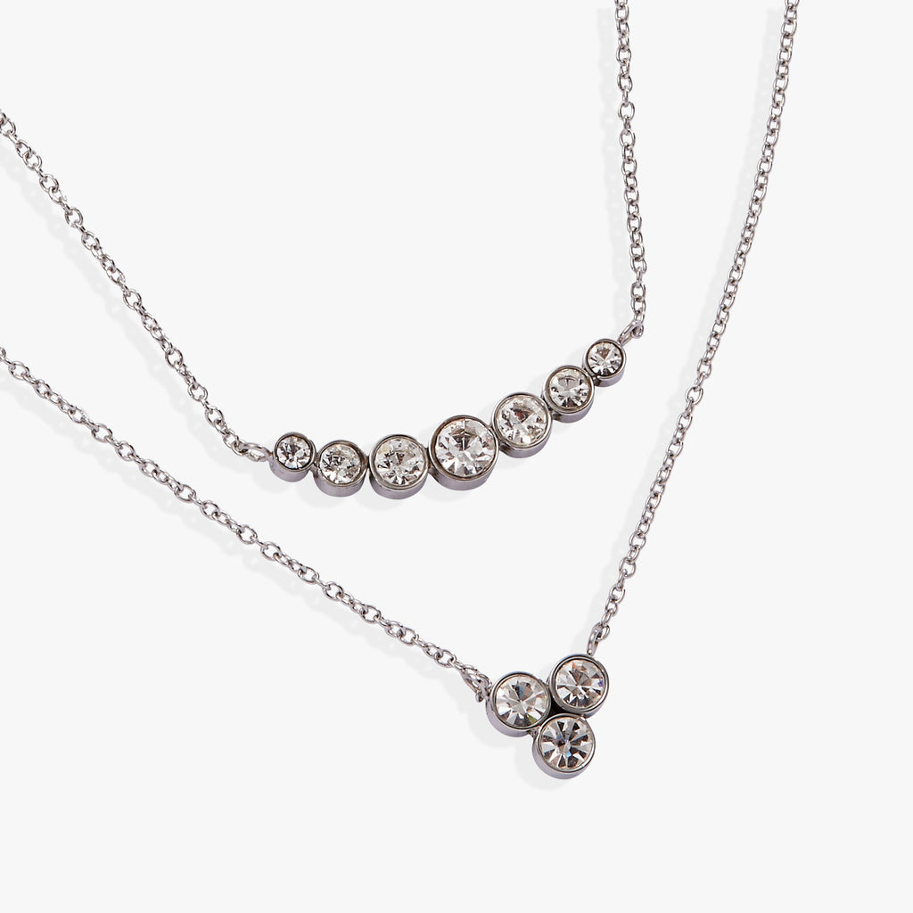 Double-Layer Crystal Statement Necklace with Adjustable Closure