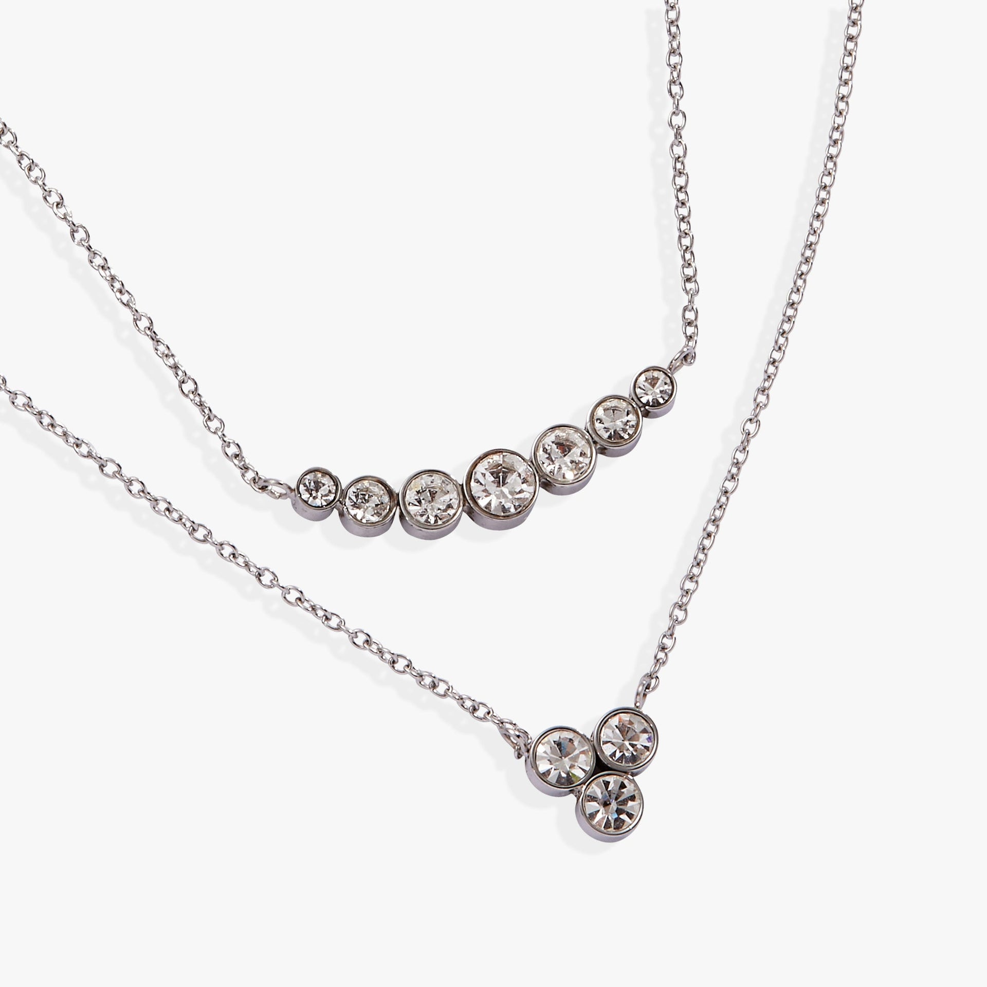 Double-Layer Crystal Statement Necklace with Adjustable Closure