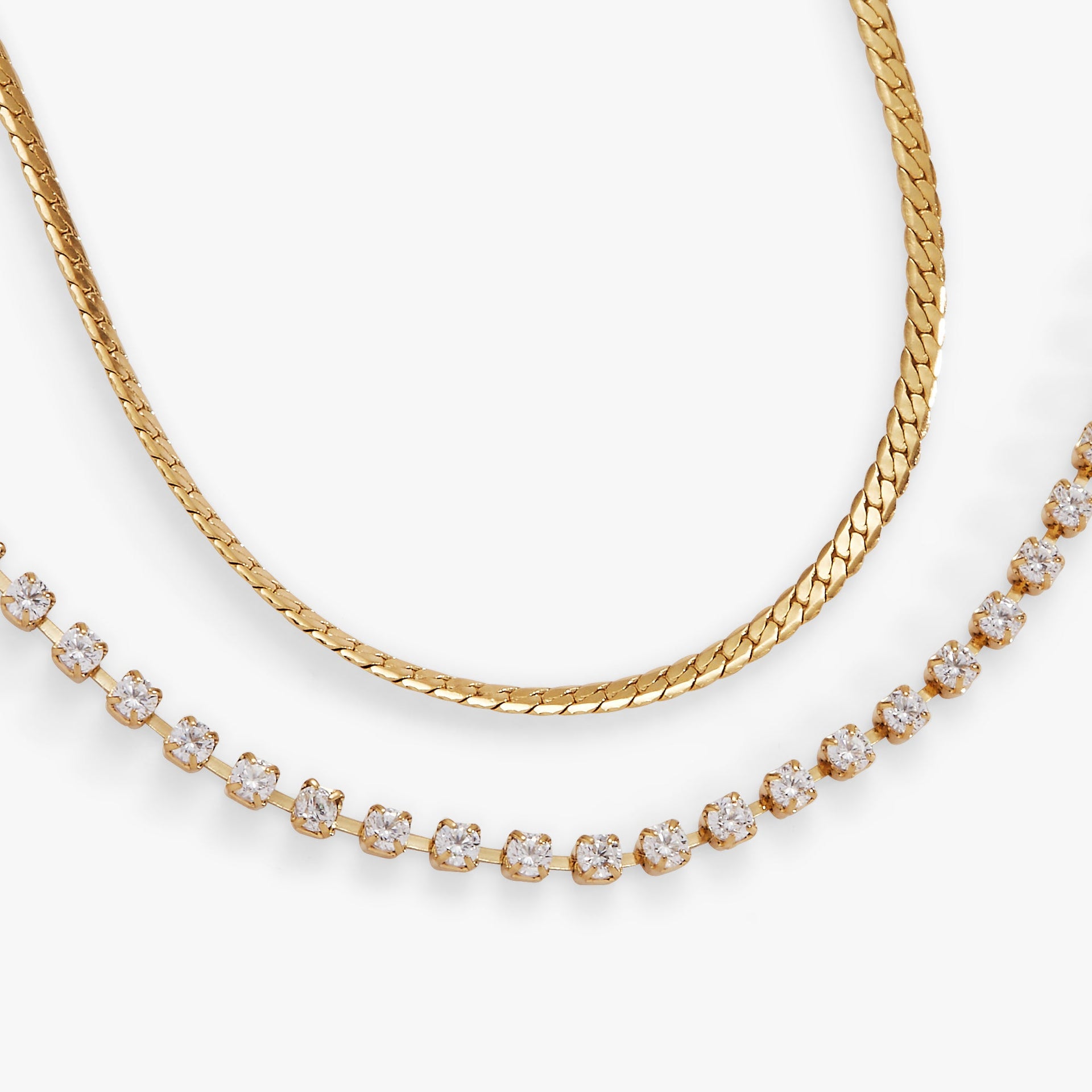 Double Strand Crystal Tennis Chain Bracelet in Gold and Silver