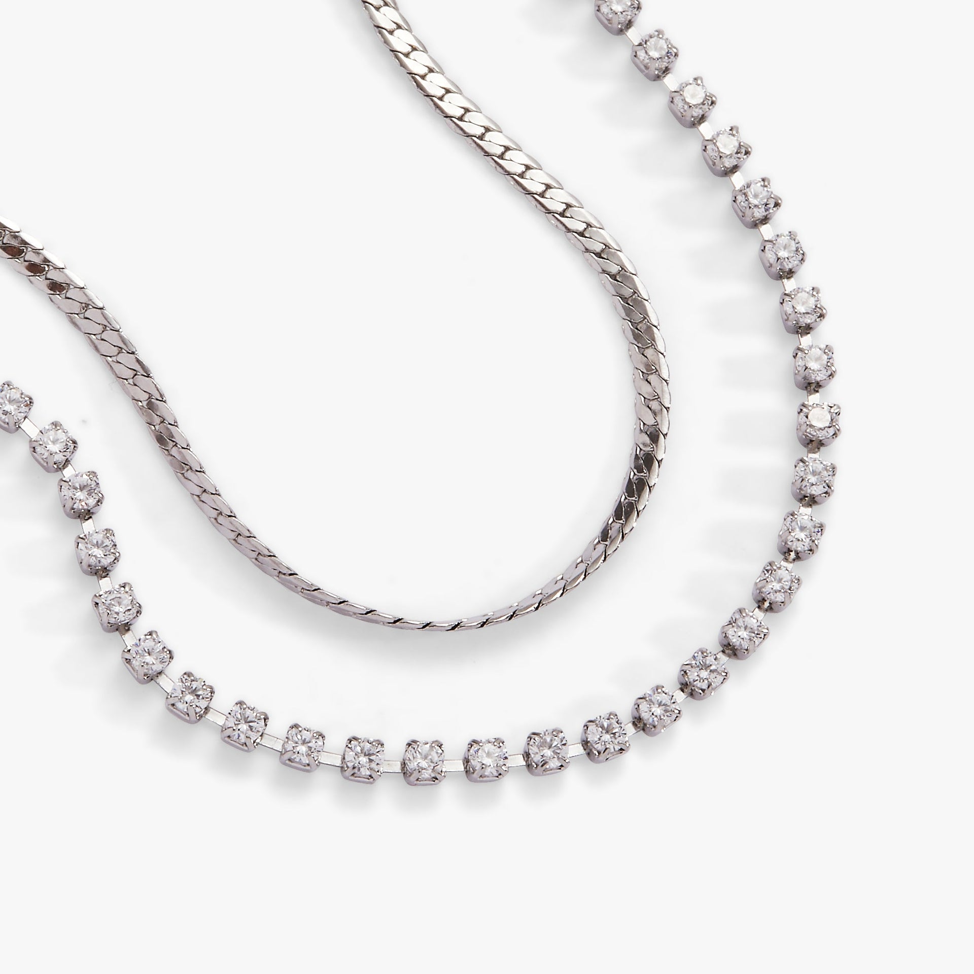 Double Strand Crystal Tennis Chain Bracelet in Gold and Silver